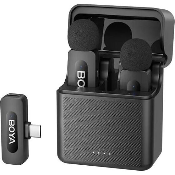 BOYA Mobile Wireless Mic For Android Iphone (USB-C) 2 Person Vlog w Charging Case 100m 36h - (BY-V30)