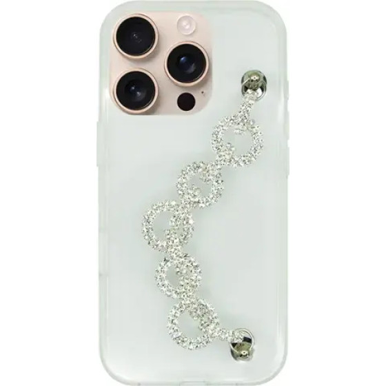 Vivid Clear Case With Rhinestone Glitter Chain Apple Iphone 16 Pro - (CS-HLD-1-2409002)