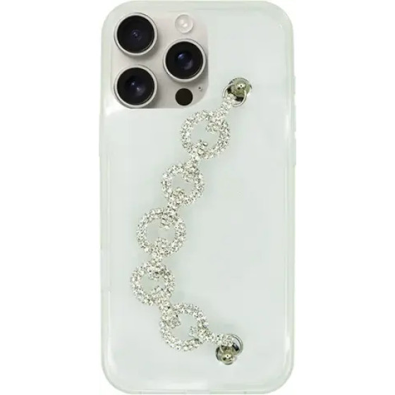 Vivid Clear Case With Rhinestone Glitter Chain Apple Iphone 16 Pro Max - (CS-HLD-1-2409003)