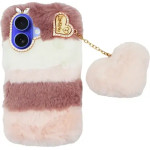 Vivid Fluffy Plush Case With Heart-Shaped Chain Apple Iphone 16 Pink - (CS-FR-2-2409001)