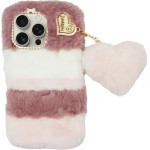 Vivid Fluffy Plush Case With Heart-Shaped Chain Apple Iphone 16 Pro Max Pink - (CS-FR-2-2409003)