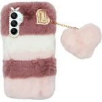 Vivid Fluffy Plush Case With Heart-Shaped Chain Samsung Galaxy A16 Pink - (CS-FR-2-2409005)