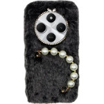 Vivid Fluffy Plush Case With Pearl Chain Redmi 14C 4G Grey/Black - (CS-Fr HLD-6-2409004)