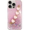 Vivid Glitter Case With Heart Chain Hand Strap Apple Iphone 16 Pro Max Pink - (CS-HLD-3-2409002)