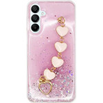 Vivid Glitter Case With Heart Chain Hand Strap Samsung Galaxy A16 Pink - (CS-HLD-3-2409003)