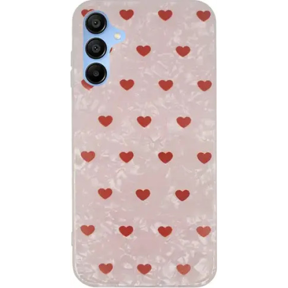 Vivid Heart Glitter Case Samsung Galaxy A15 4G/5G Clear/Red - (CS-Offc Case 5-2403002)