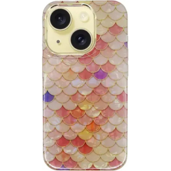 Vivid Mermaid Scale Silicone Case Apple Iphone 15 Pink - (CS-Fshn BLK-2403001)