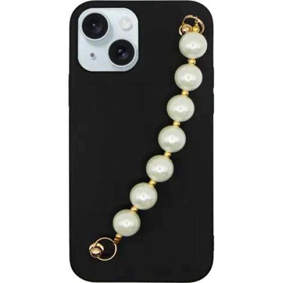 Vivid Silicone Case Pearl Chain Apple Iphone 15 Black - (CS-Sp Case 5-2403003)
