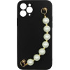 Vivid Silicone Case Pearl Chain Apple Iphone 15 Pro Black - (CS-Sp Case 5-2403004)