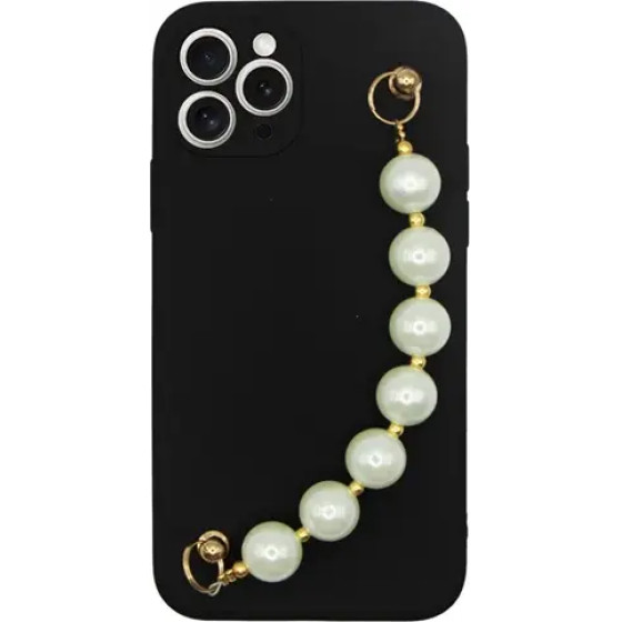 Vivid Silicone Case Pearl Chain Apple Iphone 15 Pro Black - (CS-Sp Case 5-2403004)