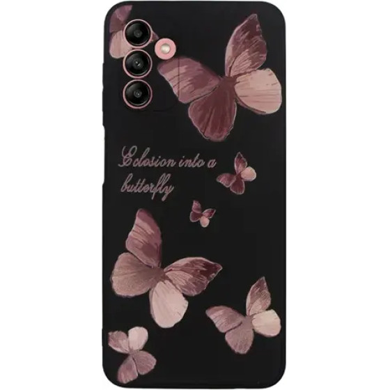 Vivid Silicone Case Samsung Galaxy A04s Butterfly Black/Pink - (CS-BTF-2403005)
