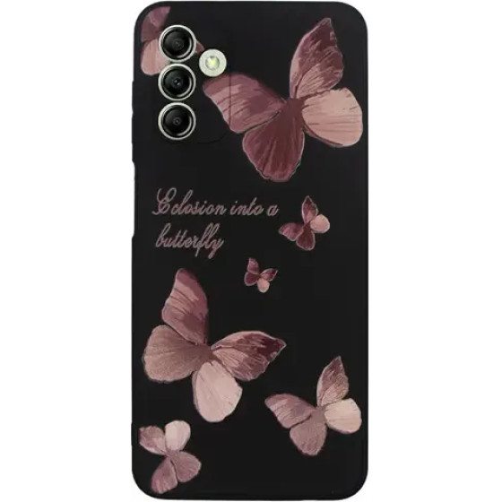 Vivid Silicone Case Samsung Galaxy A13 5G Butterfly Black/Pink - (CS-BTF-2403006)