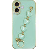 Vivid Slim Case With Heart Chain Hand Strap Apple Iphone 16 Green - (CS-HLD-4-2409001)