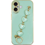 Vivid Slim Case With Heart Chain Hand Strap Apple Iphone 16 Green - (CS-HLD-4-2409001)