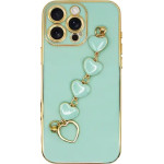 Vivid Slim Case With Heart Chain Hand Strap Apple Iphone 16 Pro Max Green - (CS-HLD-4-2409003)