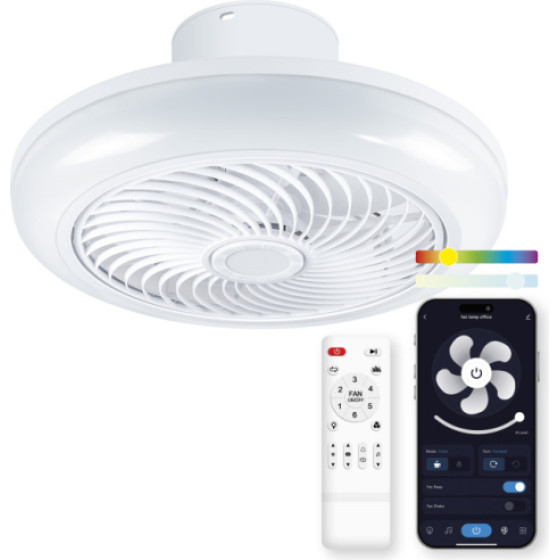 Ksix Light Ceiling Siroco With Fan And Speaker Rgbic Cct 46cm White - (BXVENT01)
