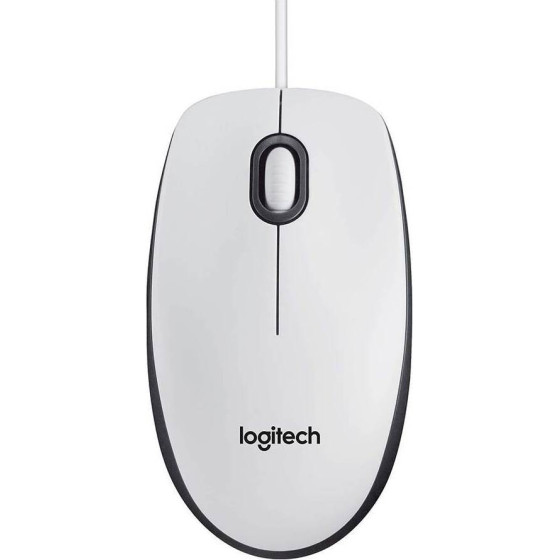 Logitech M100 Optical Mouse (White, Wired) - (910-005004)