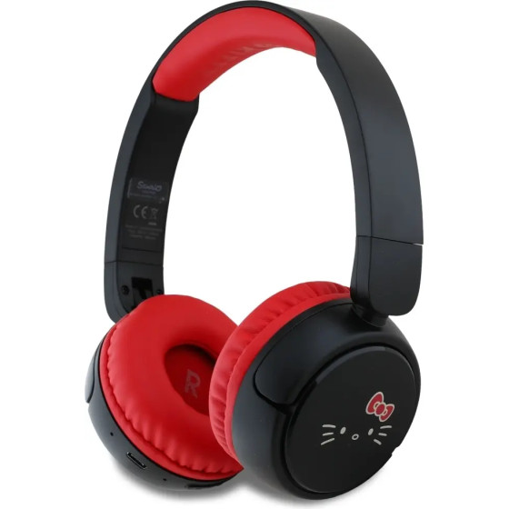 Hello Kitty Face Logo Bluetooth On-Ear Headphones - Red - (Hel000162-0)