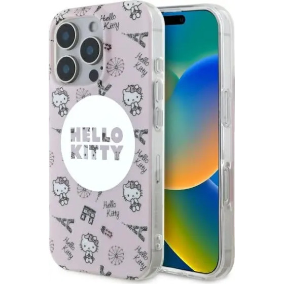 Hello Kitty IML All Over Paris Magsafe Case for iPhone 16 Pro Max - Pink - (Hel000142-0)