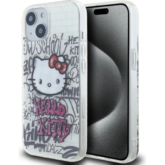 Hello Kitty IML Kitty On Bricks Graffiti case for iPhone 15 - white - (Hel000035-0)