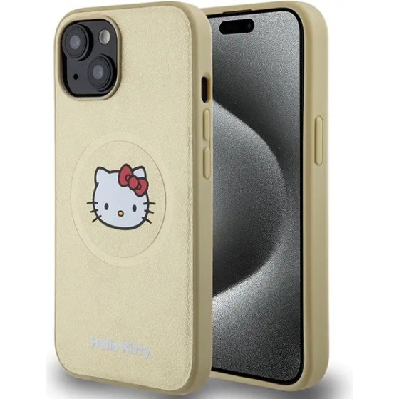 Hello Kitty Leather Kitty Head MagSafe case for iPhone 14 - gold - (Hel000045-0)