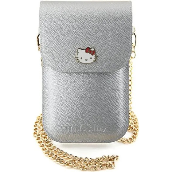 Hello Kitty Leather Metal Logo Chain bag - silver - (Hel000091-0)
