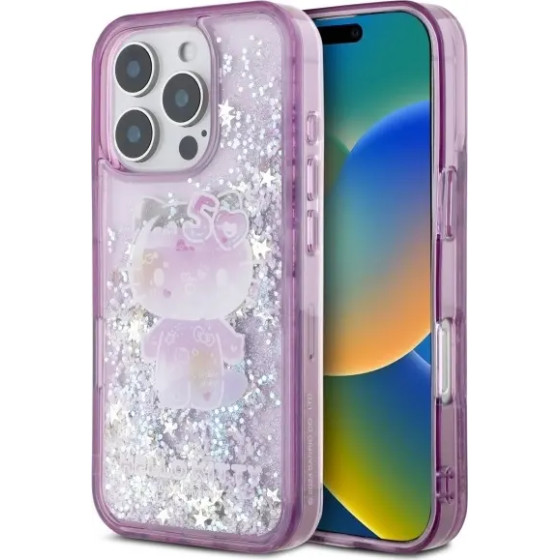 Hello Kitty Liquid Glitter 50TH Anniversary Party iPhone 16 Pro Max Case - Purple - (Hel000156-0)
