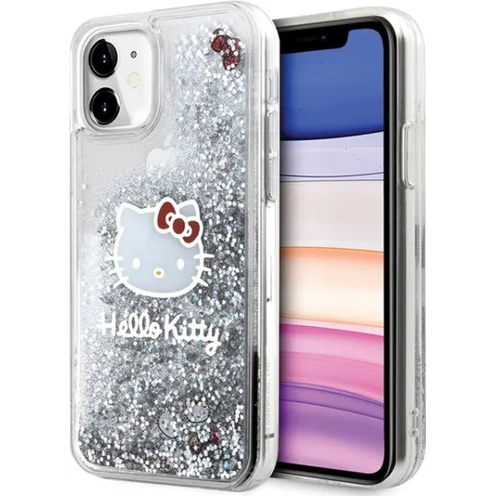 Hello Kitty Liquid Glitter Charms Kitty Head Case for iPhone 11 / Xr - Silver - (Hel000006-0)