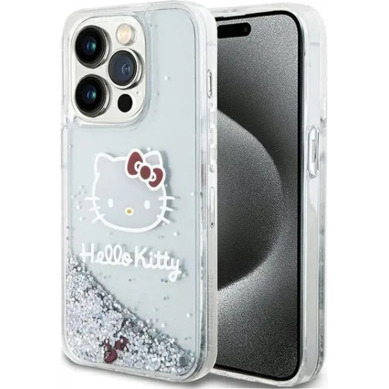 Hello Kitty Liquid Glitter Charms Kitty Head case for iPhone 13 Pro / 13 - silver - (Hel000015-0)