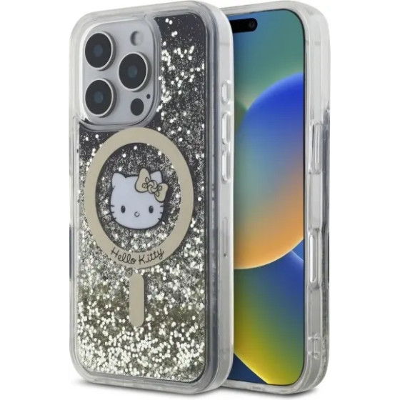 Hello Kitty Liquid Glitter Fever MagSafe Case for iPhone 16 Pro Max - Gold - (Hel000145-0)