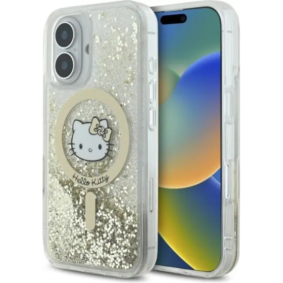 Hello Kitty Liquid Glitter Fever MagSafe iPhone 16 Case - Gold - (Hel000146-0)