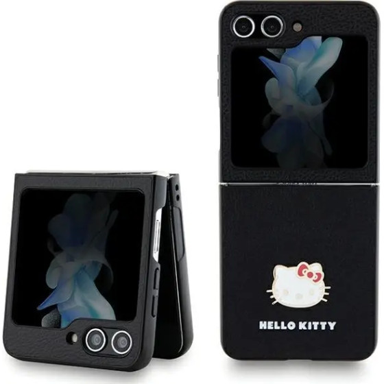 Hello Kitty Metal Logo Kitty Head case for Samsung Galaxy Z Flip 5 - black - (Hel000124-0)
