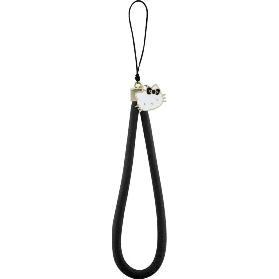 Hello Kitty Nylon Cord Kitty Head Phone Charm - Black - (Hel000172-0)
