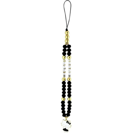 Hello Kitty Pearls and Beads Kitty Charm Phone Charm - Black - (Hel000171-0)