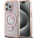 Hello Kitty Ring Stand Glitter Electrop Logo MagSafe Case for iPhone 15 Pro - Pink - (Hel000090-0)