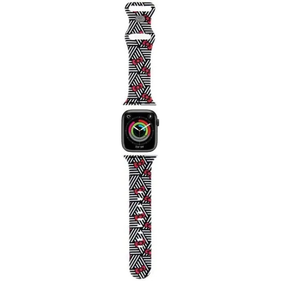 Hello Kitty Silicone Bows & Stripes Strap for Apple Watch 38/40/41mm - Black - (Hel000050-0)