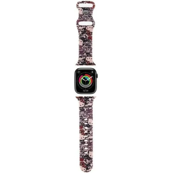 Hello Kitty Silicone Tags Graffiti Strap for Apple Watch 38/40/41mm - Pink - (Hel000057-0)