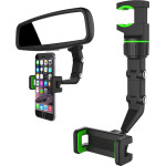 Hurtel Adjustable car rearview mirror holder for smartphone - (Rearview Mirror Phone Holder green)