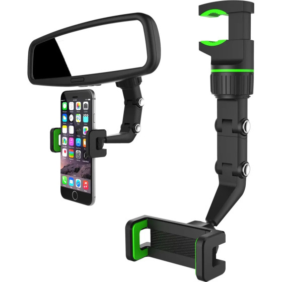 Hurtel Adjustable car rearview mirror holder for smartphone - (Rearview Mirror Phone Holder green)