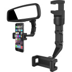 Hurtel Adjustable car rearview mirror holder for smartphone black - (Rearview Mirror Phone Holder black)
