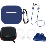 Hurtel AirPods 3 Silicone Case Set + Case/Ear Hook/Neck Strap/Watch Strap Holder/Carabiner Clasp - blue - (Airpods 3 Set Blue)