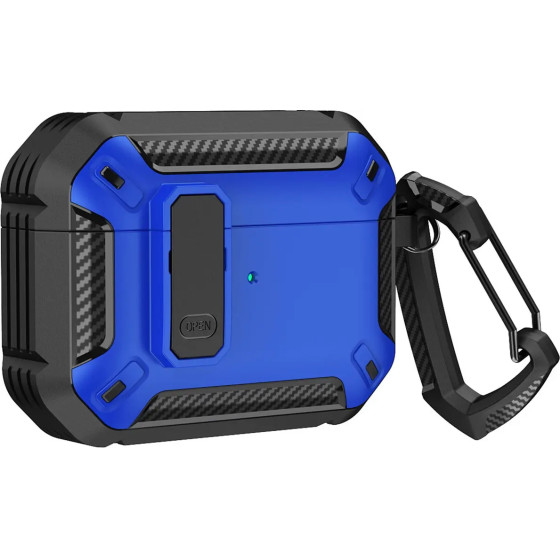 Hurtel Airpods 4 Armor Case with Carabiner - Blue - (Armour Airpods Case with hook- AirPods 4 blue)