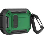 Hurtel Airpods 4 Armor Case with Carabiner - Green - (Armour Airpods Case with hook - AirPods 4 green)