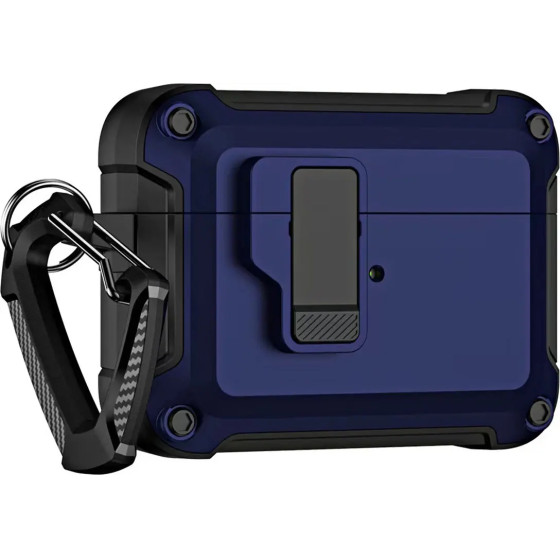 Hurtel Airpods 4 Pro Armor Case with Carabiner - Blue - (Pro Armour Airpods Case with hook - AirPods 4 navy)