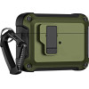 Hurtel Airpods 4 Pro Armor Case with Carabiner - Green - (Pro Armour Airpods Case with hook - AirPods 4 olive)