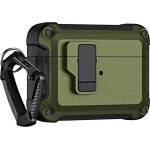 Hurtel Airpods 4 Pro Armor Case with Carabiner - Green - (Pro Armour Airpods Case with hook - AirPods 4 olive)