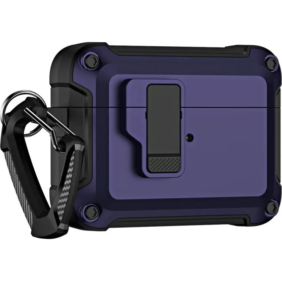 Hurtel Airpods 4 Pro Armor Case with Carabiner - Purple - (Pro Armour Airpods Case with hook - AirPods 4 purple)
