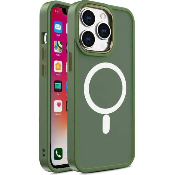 Hurtel Armored magnetic iPhone 14 Plus MagSafe Color Matte Case - green - (Color Matte Case iPhone 14 Plus Green)
