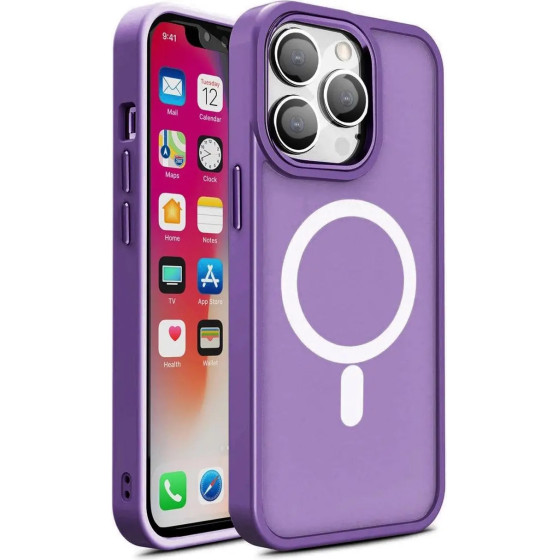 Hurtel Armored magnetic iPhone 14 Plus MagSafe Color Matte Case - purple - (Color Matte Case iPhone 14 Plus Deep Purple)