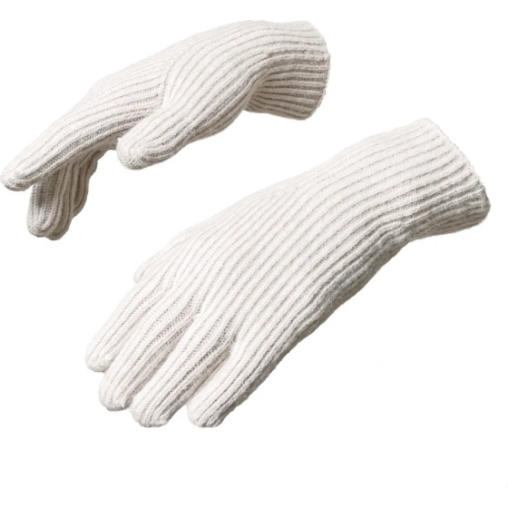 Hurtel Braided telephone gloves with cutouts for fingers - beige - (Touchscreen gloves knitted 1 khaki)